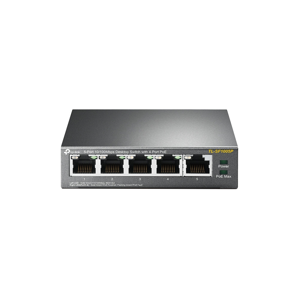 5-Port 10/100Mbps Desktop Switch with 4-Port PoE – Tegas Integrasi