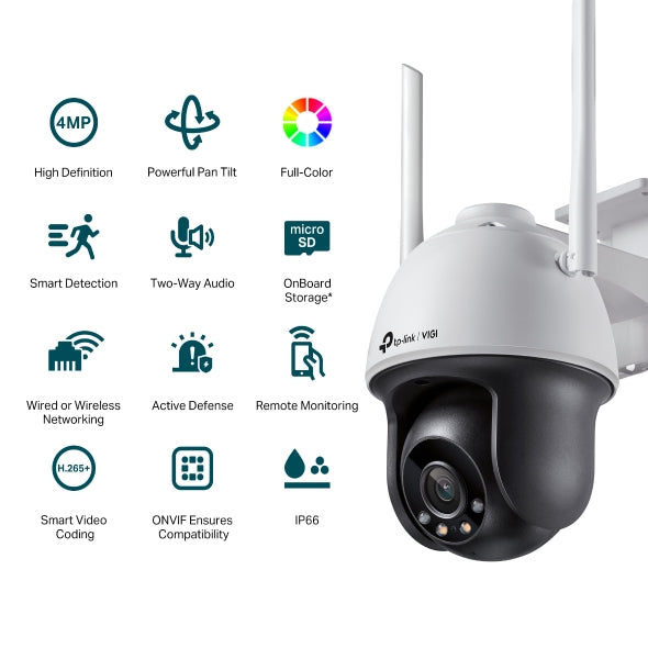 VIGI 4MP Outdoor Full-Color Wi-Fi Pan Tilt Network Camera