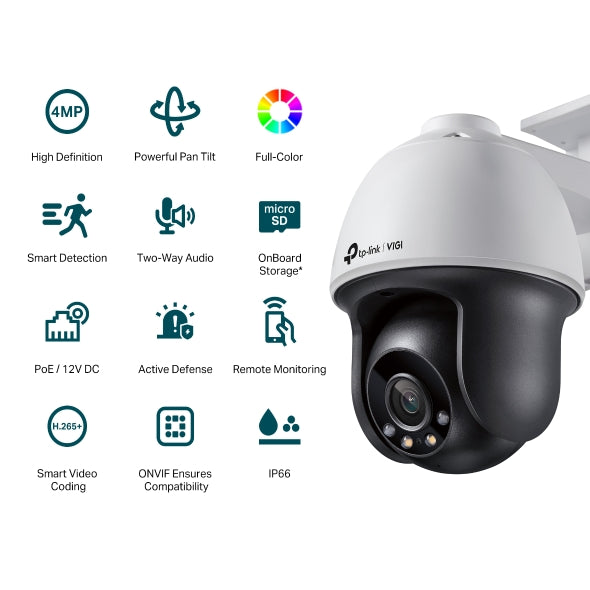 VIGI 4MP Outdoor Full-Color Pan Tilt Network Camera